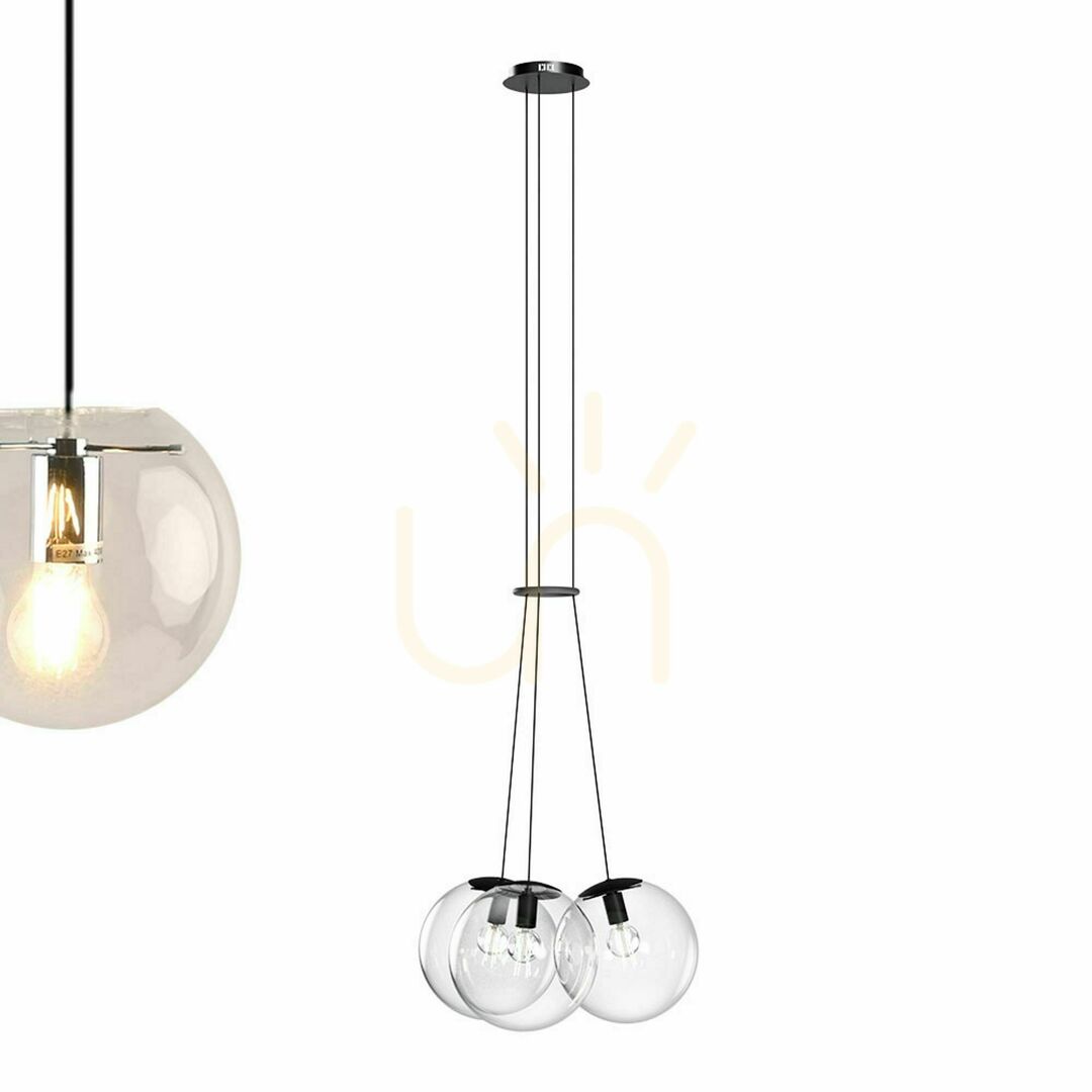 Utsikt Ljuskrona s.luce Orb med 3 glaskulor, brun, Ø 50 cm Ljuskrona s.luce Orb med 3 glaskulor, brun, Ø 50 cm