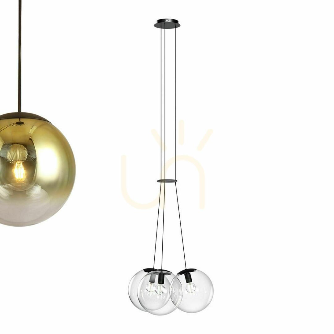 Visa Ljuskrona s.luce Orb med 3 glaskulor, koppar, E27, dimbar Ljuskrona s.luce Orb med 3 glaskulor, koppar, E27, dimbar