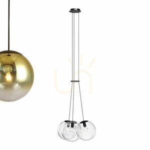 Ljuskrona s.luce Orb med 3 glaskulor, guldfärgad, E27 small 9