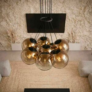 Ljuskrona s.luce Orb Cluster med 7 ljuspunkter i rökfärgat glas small 1