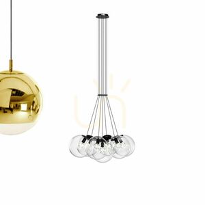 Ljuskrona s.luce Orb Cluster med 7 glasklot, guldfärgad, E27 small 14