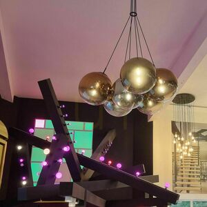 Ljuskrona s.luce Orb Cluster med 7 glasklot, guldfärgad, E27 small 5