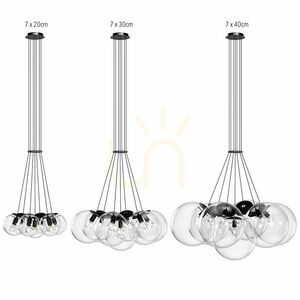Pendellampa s.luce Orb Cluster med 7 glasklot, koppar, E27 7 Pendellampa s.luce Orb Cluster med 7 glasklot, koppar, E27 small 7