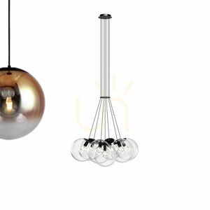 Pendellampa s.luce Orb Cluster med 7 ljuspunkter i rökfärgat glas small 6
