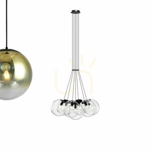 Pendellampa s.luce Orb Cluster med 7 ljuspunkter, rökfärgat glas, Ø 50 cm small 9