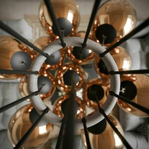 Pendellampa s.luce Orb Cluster med 7 ljuspunkter, rökfärgat glas, E27 small 3