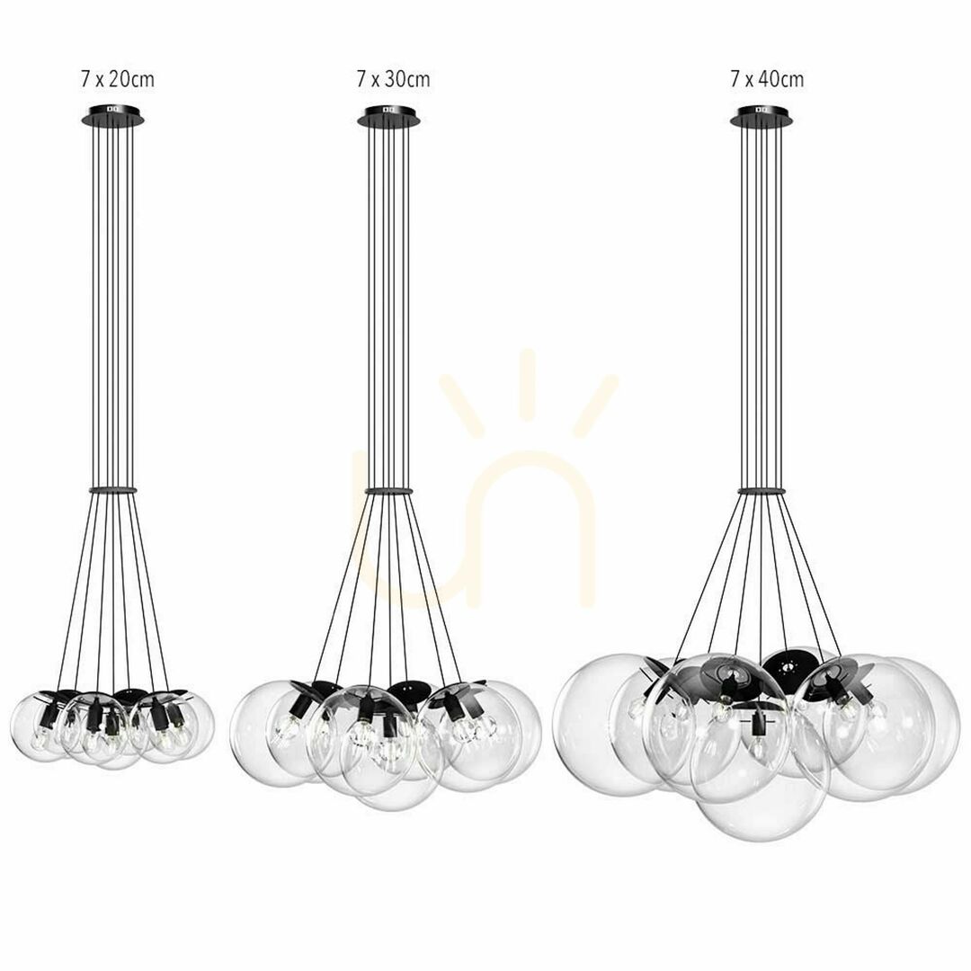 Förhandsvisning Ljuskrona s.luce Orb Cluster i transparent glas, 7 ljuspunkter, E27 Ljuskrona s.luce Orb Cluster i transparent glas, 7 ljuspunkter, E27
