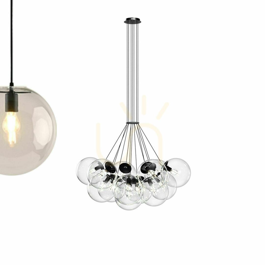 Display Ljuskrona s.luce Orb med 13 ljuspunkter i transparent glas, E27 Ljuskrona s.luce Orb med 13 ljuspunkter i transparent glas, E27
