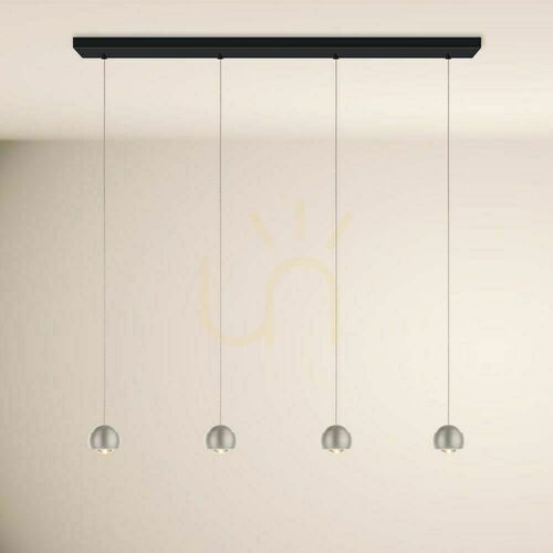 Kontrollera LED-pendellampa s.luce Beam för matbord, 4 ljuspunkter, silver, 120 cm, dimbar