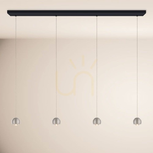 Kontrollera LED-pendellampa s.luce Beam, 4 ljuspunkter, silver, 160 cm, dimbar