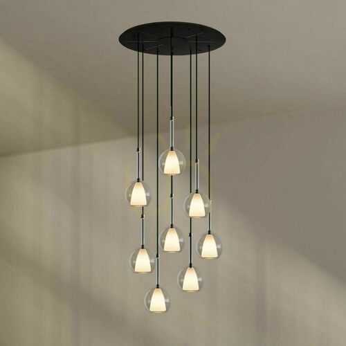 Kontrollera Ljuskrona s.luce Belluna med 8 ljuspunkter, transparent glas, E14, dimbar