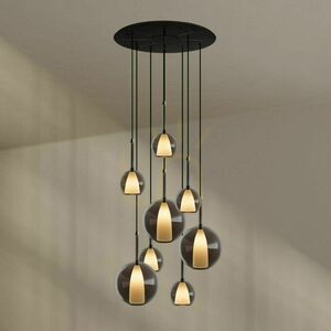 Ljuskrona s.luce Belluna med 8 ljuspunkter, brun, glas och metall, E27 small 13