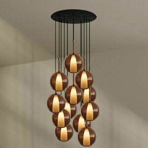 Ljuskrona s.luce Belluna med 12 ljuspunkter, brun, glas och metall small 8
