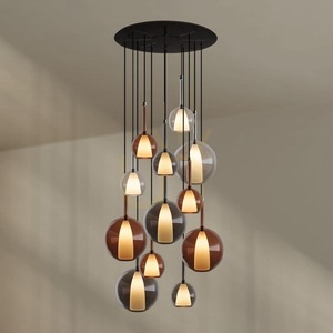 Ljuskrona s.luce Belluna med 12 ljuspunkter, flerfärgat glas, dimbar small 1