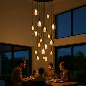 Ljuskrona s.luce Belluna med 20 ljuspunkter, brun, glas och metall 1 Ljuskrona s.luce Belluna med 20 ljuspunkter, brun, glas och metall small 1