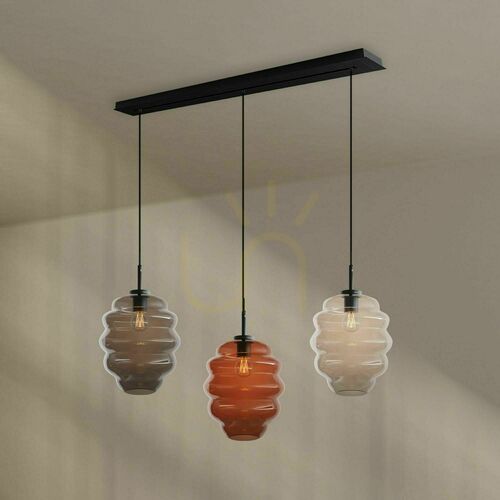 Kontrollera Pendellampa s.luce Echos med 3 ljuspunkter, flerfärgat glas, Ø 25 cm