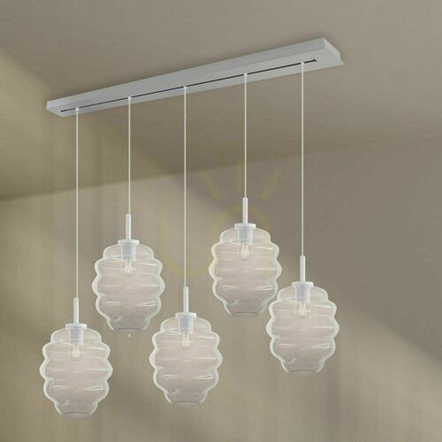 Kontrollera Pendellampa s.luce Echos 5-lågig i transparent glas, 160 cm
