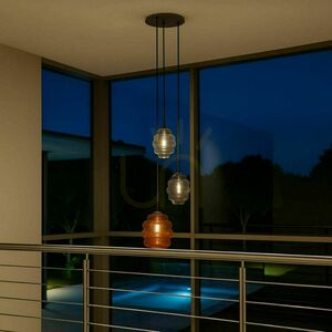 Pendellampa s.luce Echos med 3 ljuspunkter i rökfärgat glas, E27 small 1