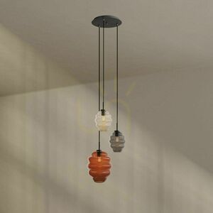 Pendellampa s.luce Echos med 3 ljuspunkter i rökfärgat glas, E27 small 5