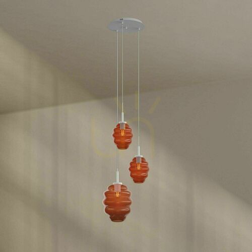 Kontrollera Pendellampa s.luce Echos i brunt glas med 3 ljuspunkter, E27