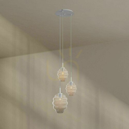Kontrollera Pendellampa s.luce Echos med 3 ljuspunkter i transparent glas, E27