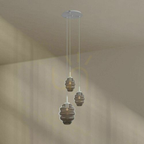Kontrollera Pendellampa s.luce Echos med 3 ljuspunkter i rökfärgat glas, E27