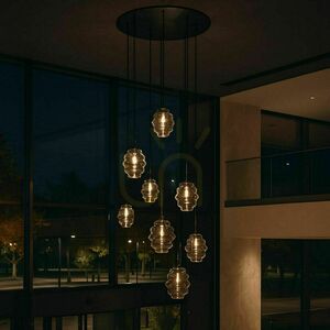 Ljuskrona s.luce Echos med 8 ljuspunkter i rökfärgat glas, dimbar, E27 small 1