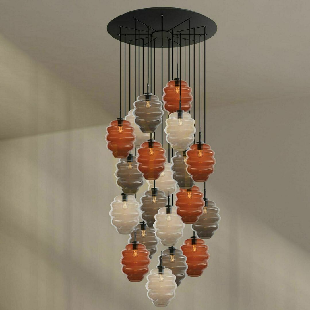 Visa Ljuskrona s.luce Echos med 20 ljuspunkter, transparent glas, E27 Ljuskrona s.luce Echos med 20 ljuspunkter, transparent glas, E27