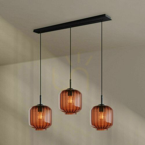 Kontrollera Pendellampa s.luce Velo med 3 ljuspunkter, flerfärgad, glas, Ø 20 cm