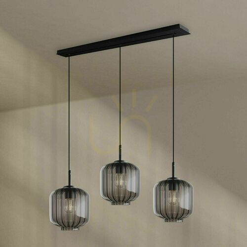 Kontrollera Pendellampa s.luce Velo med 3 ljuspunkter, rökfärgat glas, 120 cm
