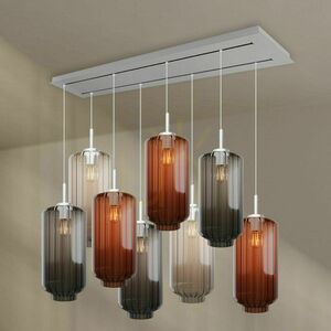 Taklampa s.luce Velo med 8 ljuspunkter i glas, 160 cm, 2 rader, flerfärgad small 1