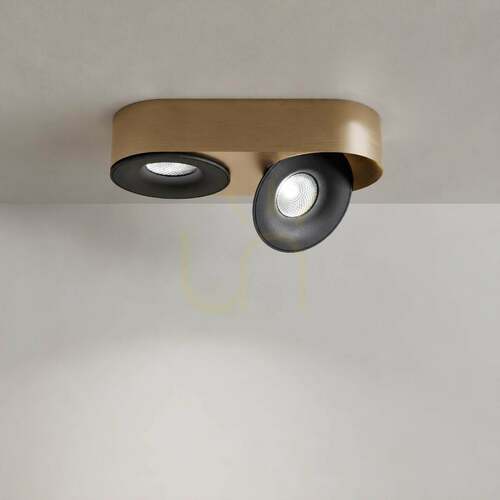 Kontrollera Riktbar LED-takspot s.luce Santa Duo, 2 lampor, guld, 22 W, 4000 K, dimbar
