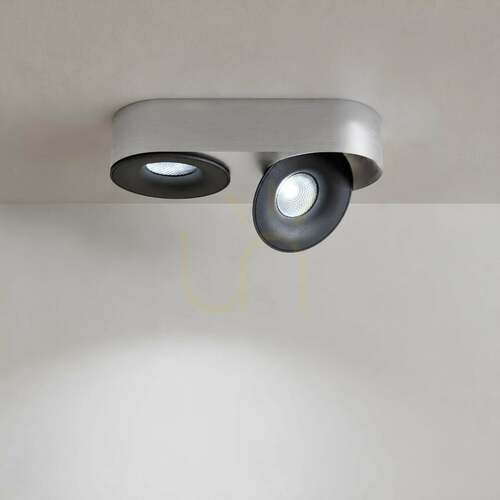 Kontrollera LED-takspot s.luce Santa Duo, 2 lampor, riktbar och dimbar, silver, 22 W, 4000 K