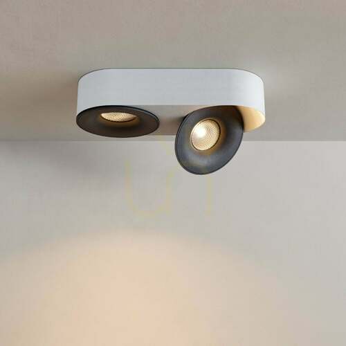 Kontrollera LED-takspot s.luce Santa Duo, 2 riktbara spotlights, svart, dimbar, 22 W, 2700 K