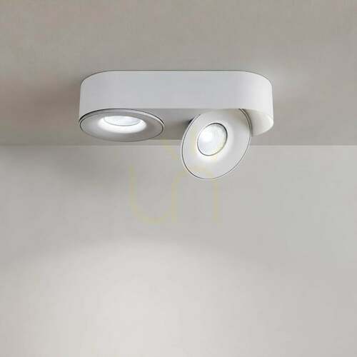 Kontrollera Riktbar LED-takspot s.luce Santa Duo, 2 lampor, vit, 22 W, 4000 K, dimbar
