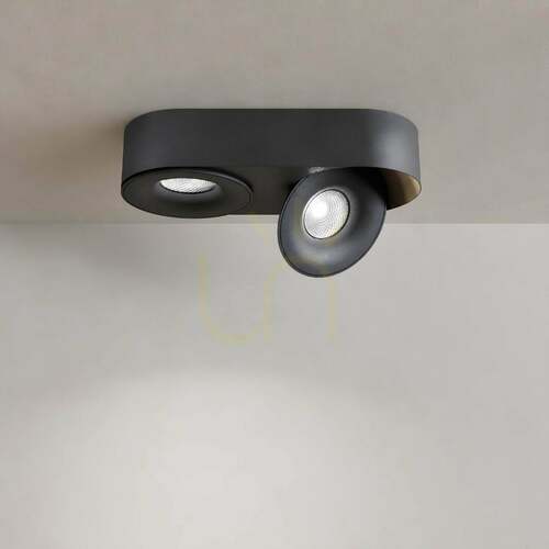 Kontrollera LED-takspotlight s.luce Santa Duo, svart, 2 lampor, dimbar och vridbar, 22 W, 4000 K
