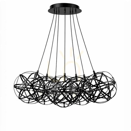 Kontrollera LED-pendellampa s.luce Atom Cluster 7-ljus svart 90 cm 3000 K