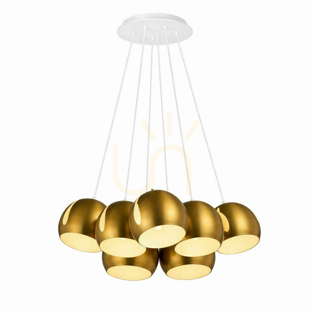 Kontrollera Pendellampa s.luce Ball i kluster, 7 ljuspunkter, guld, Ø 20 cm Pendellampa s.luce Ball i kluster, 7 ljuspunkter, guld, Ø 20 cm