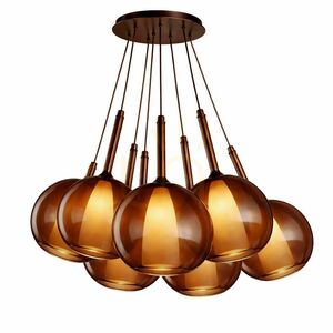 Ljuskrona s.luce Belluna i brunt glas, 7 ljuspunkter, E27 small 4