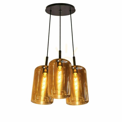 Kontrollera Pendellampa s.luce Cruet Cluster, 3 ljuspunkter, flerfärgat glas, E27