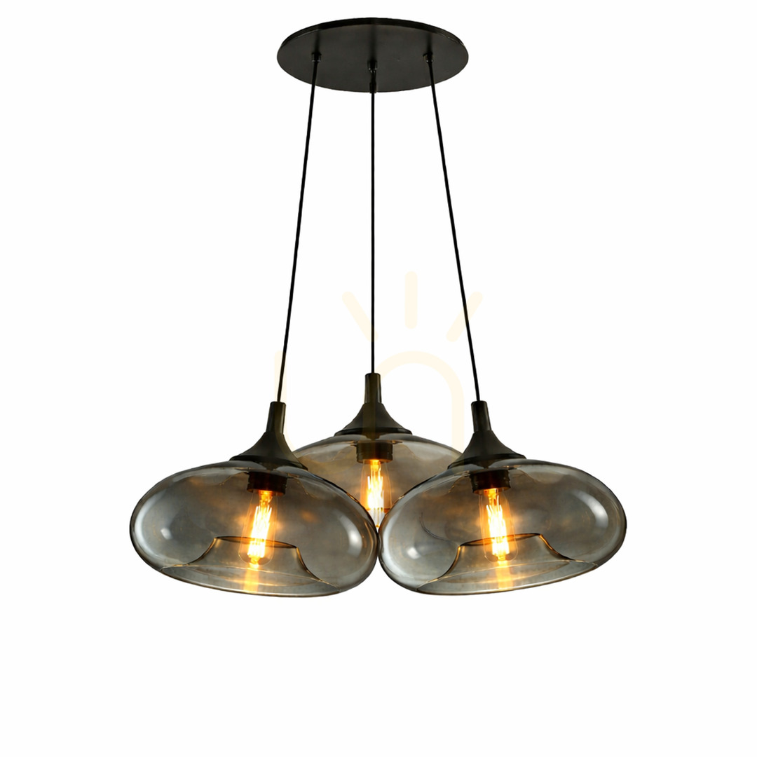 Utsikt Pendellampa s.luce Cruet Cluster med 3 ljuspunkter, rökfärgat glas, Ø 28 cm Pendellampa s.luce Cruet Cluster med 3 ljuspunkter, rökfärgat glas, Ø 28 cm