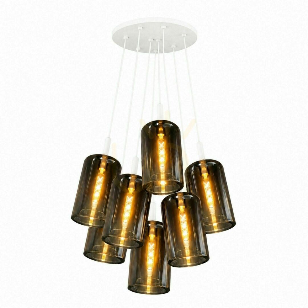 Visa Pendellampa s.luce Cruet Cluster med 7 ljuspunkter i rökglas, E27 Pendellampa s.luce Cruet Cluster med 7 ljuspunkter i rökglas, E27