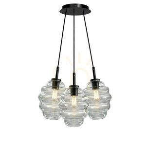 Pendellampa s.luce Echos i transparent glas, 3 ljuspunkter, Ø 18 cm small 1