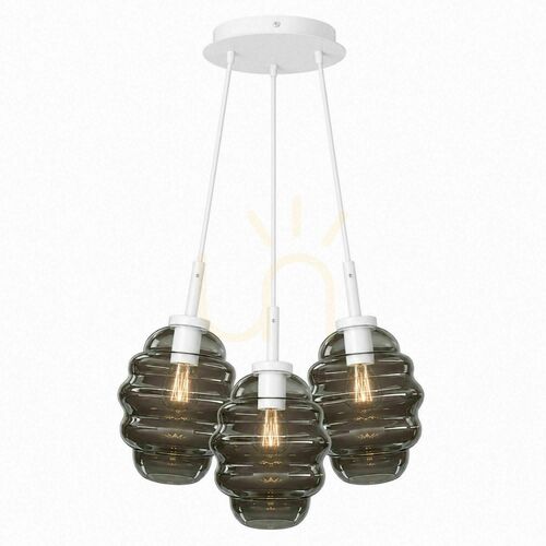 Kontrollera Pendellampa s.luce Echos Cluster i rökglas, 3 ljuspunkter, 3 × Ø 18 cm