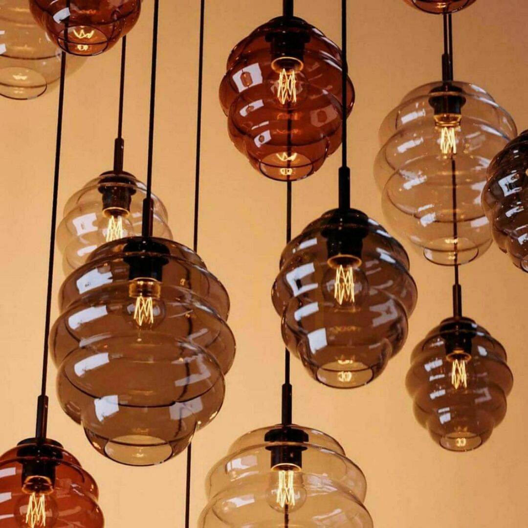Förhandsvisning Pendellampa s.luce Echos Cluster i flerfärgat glas, 3 ljuspunkter, 3 × Ø 25 cm Pendellampa s.luce Echos Cluster i flerfärgat glas, 3 ljuspunkter, 3 × Ø 25 cm