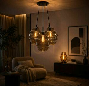 Pendellampa s.luce Echos Cluster i flerfärgat glas, 3 ljuspunkter, 3 × Ø 25 cm 0 Pendellampa s.luce Echos Cluster i flerfärgat glas, 3 ljuspunkter, 3 × Ø 25 cm small 0