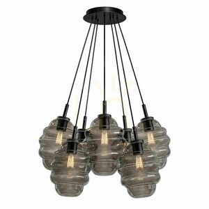 Pendellampa s.luce Echos Cluster med 7 ljuspunkter i rökfärgat glas, Ø 18 cm small 3