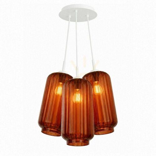 Kontrollera Pendellampa s.luce Velo Cluster 3 ljuspunkter i brunt glas, 3 × Ø18 cm, E27