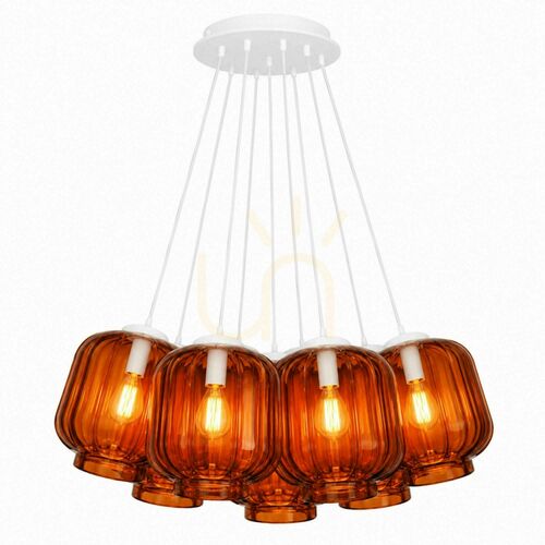 Kontrollera Ljuskrona s.luce Velo Cluster med 7 ljuspunkter, brunt glas, 75 cm
