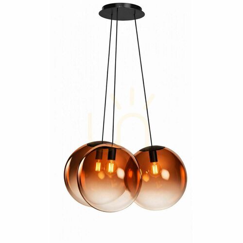 Kontrollera Pendellampa s.luce Orb Cluster i glas, kopparfärgad, 3 ljuspunkter, 3 × Ø 20 cm